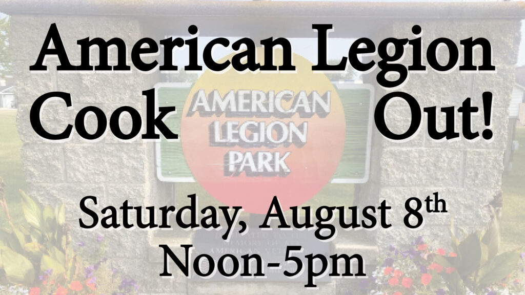 American Legion Cook Out Aug 8 2026