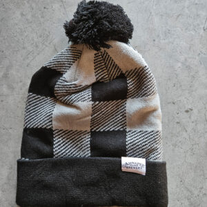 Plaid hat with tag