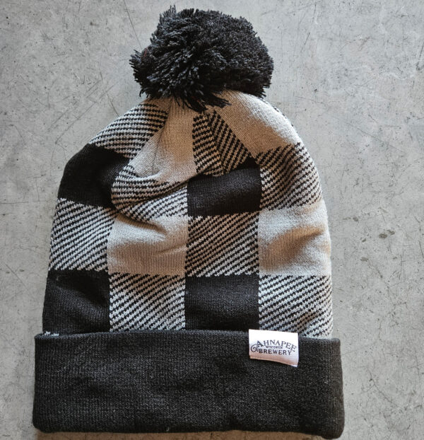 Plaid hat with tag